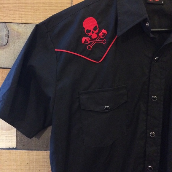Steady Clothing Skull and Piston Western Shirt - Picture 4 of 7